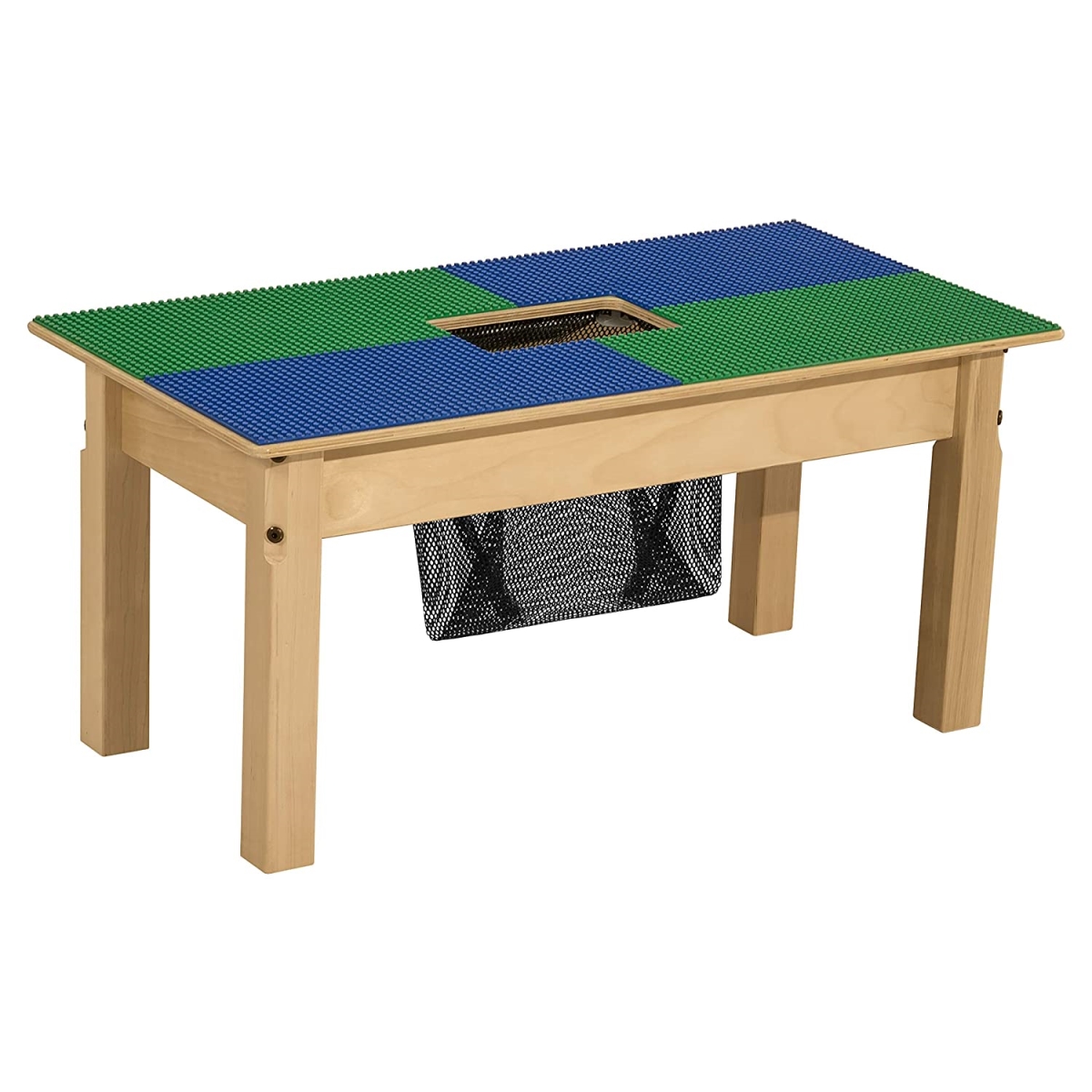 Tp1631sgn16-bg 16 In. Lego Compatible Table With Legs, Blue & Green - Rectangle