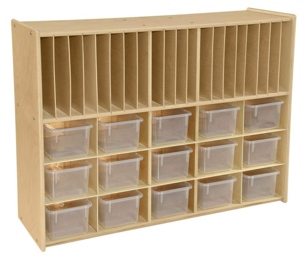 C990326-ct 15 Translucent Bin Cubby Storage With Paper Slots- Rta