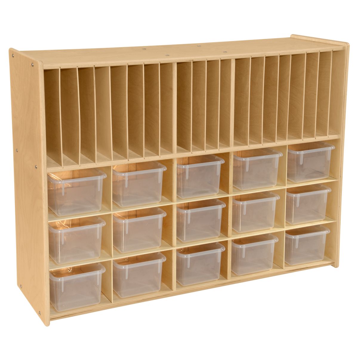 C990326f-ct 15 Translucent Bin Cubby Storage With Paper Slots- Assembled
