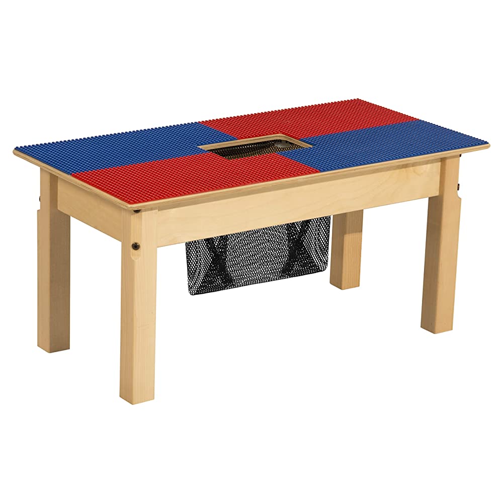 Tp1631sgn14-br 14 In. Lego Compatible Table With Legs, Blue & Red - Rectangle
