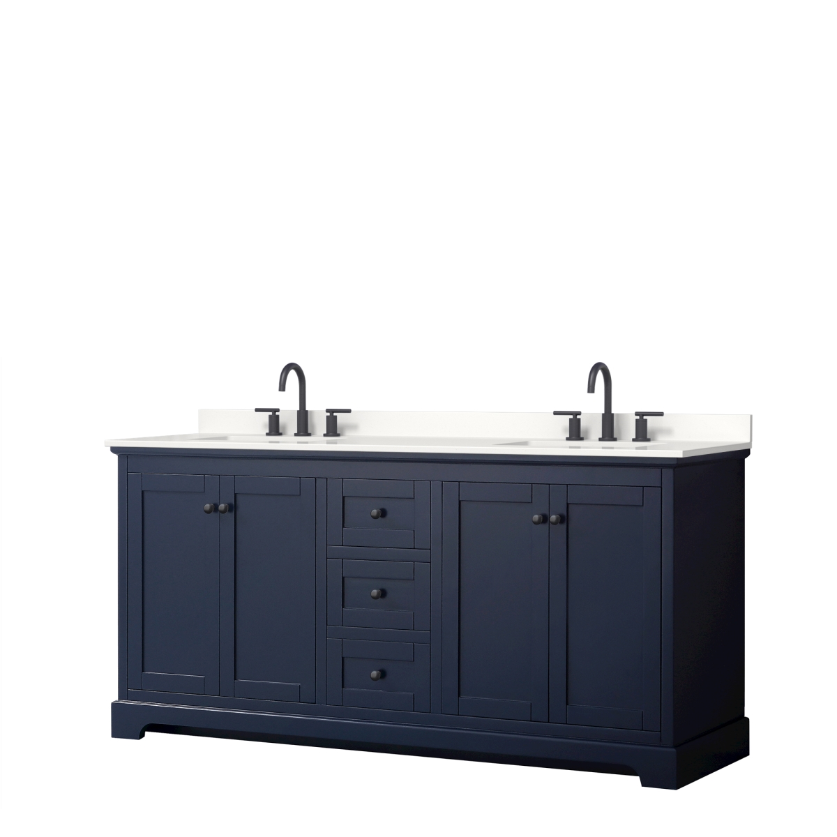 UPC 840193390393 product image for WCV232372DBBWQUS3MXX 72 in. Double Bathroom Vanity in Dark Blue with White Quart | upcitemdb.com