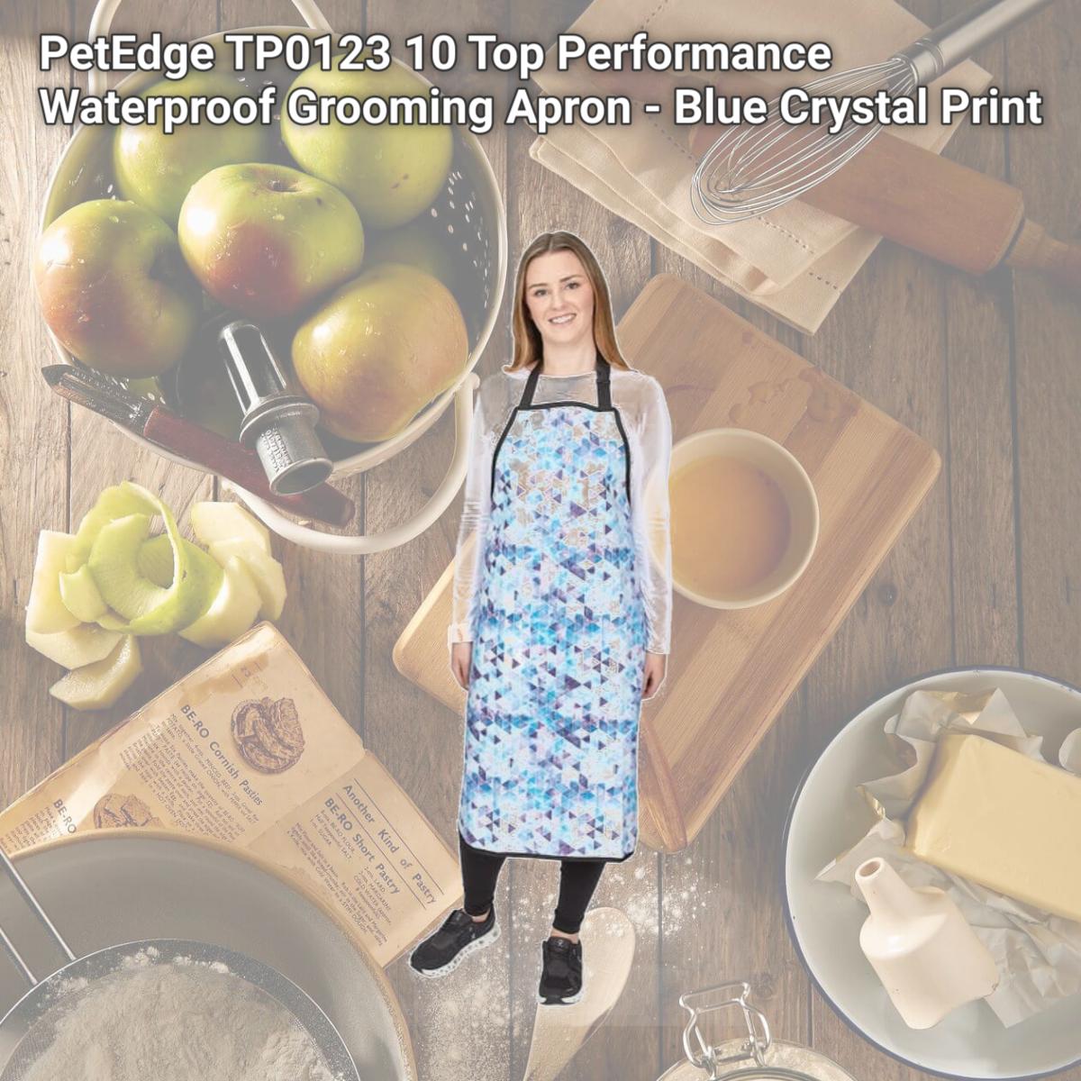 Picture of PetEdge TP0123 10 Top Performance Waterproof Grooming Apron - Blue Crystal Print