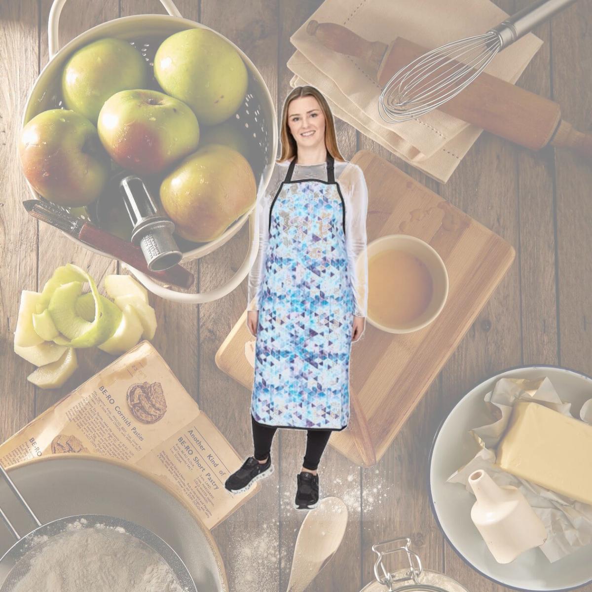 Picture of PetEdge TP0123 10 Top Performance Waterproof Grooming Apron - Blue Crystal Print