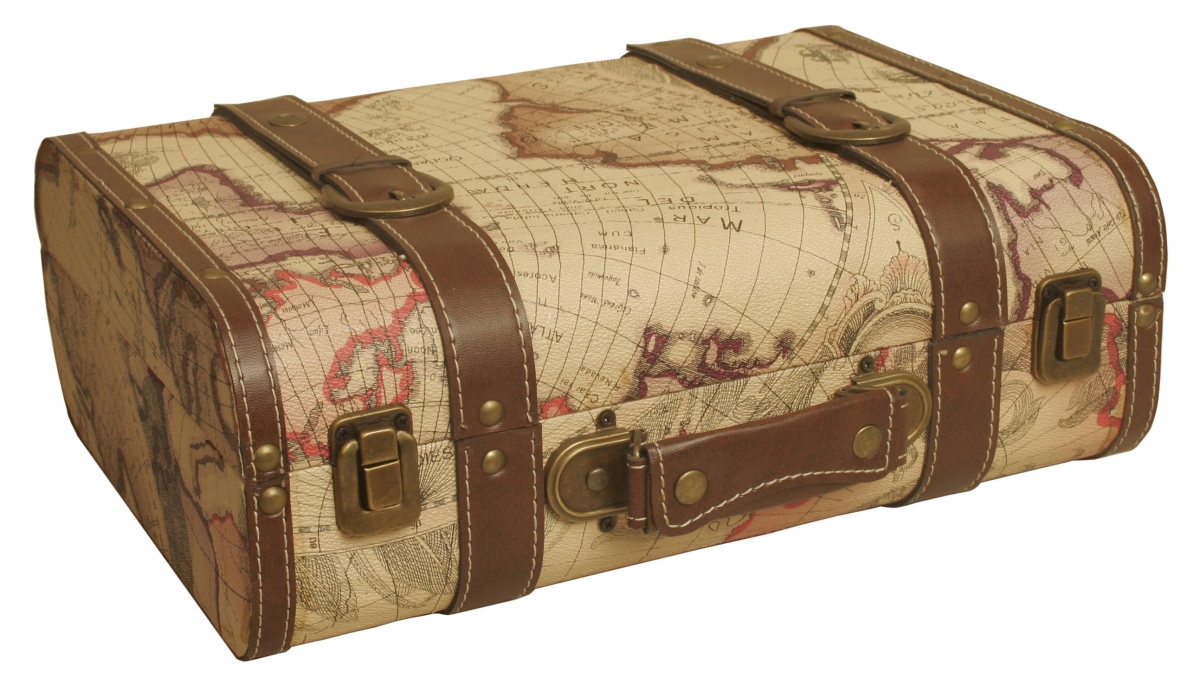 Sp0015 Map Faux Leather Suitcase