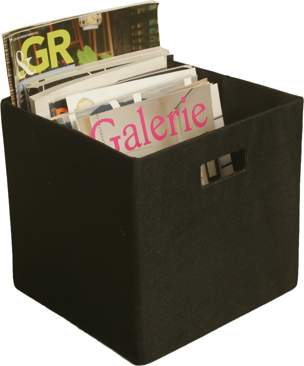 70036 11 In. Cube Collapsible Tote Black Canvas Pack Of 2