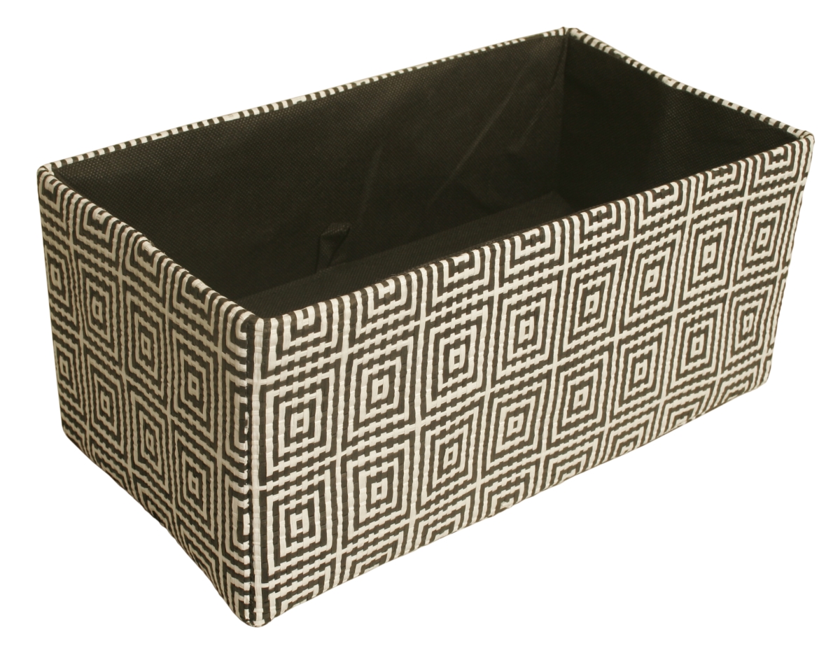 70039-d6 6 In. Collapsible Tote Black Concentric Squares - Double Pack Of 2
