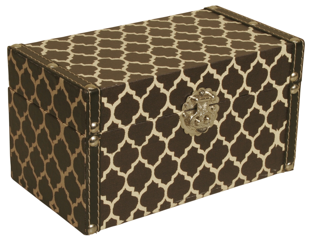 4015-sm Trellis Decorative Storage Box, Black & White