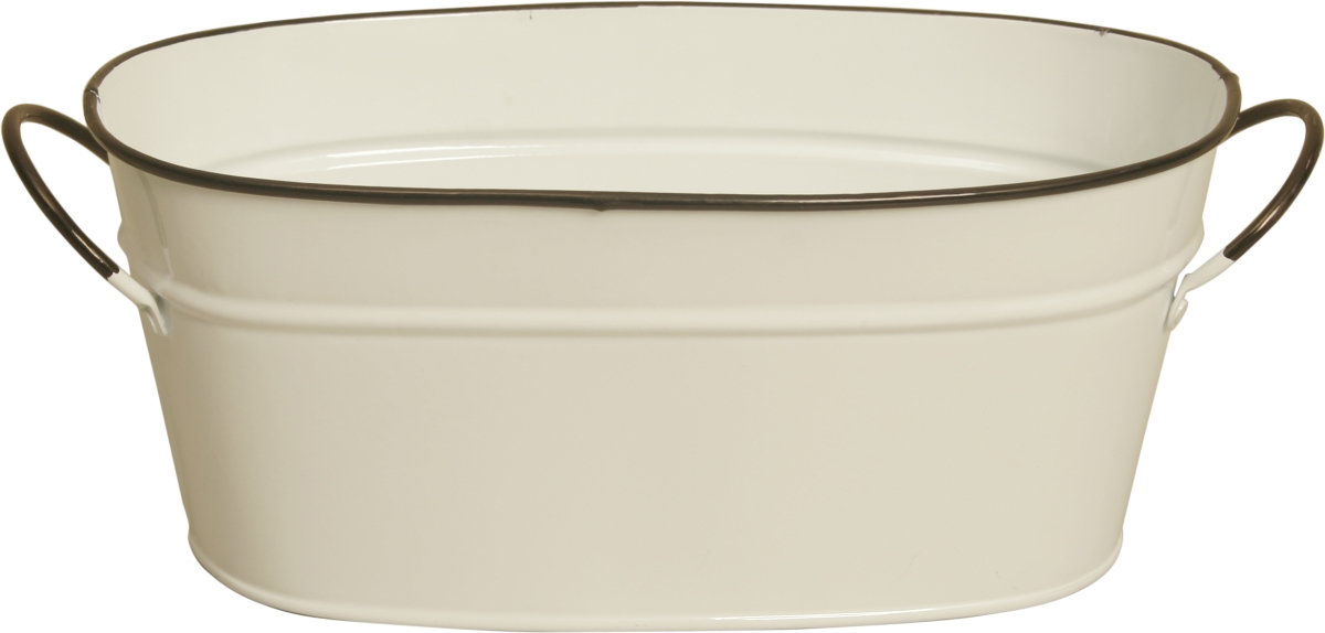 8682-d4 4 In. Pearl White Metal Planter Double Pack Of 2