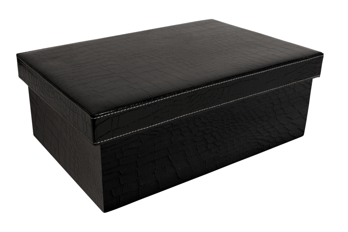 7109-blk Embossed Paperboard Box With Lid Black Pack Of 2