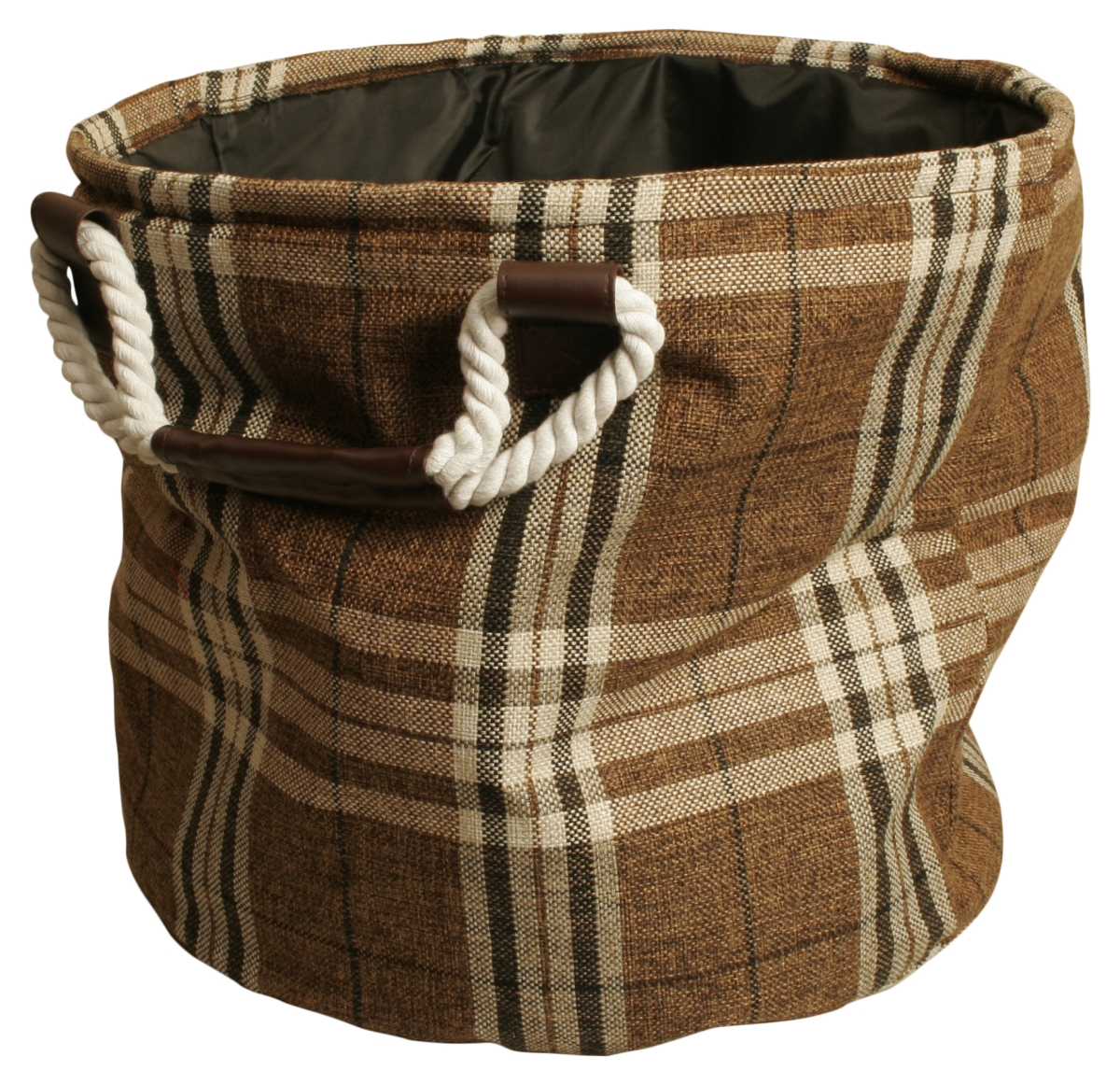 70016 Plaid Collapsible Fabric Tote, Beige