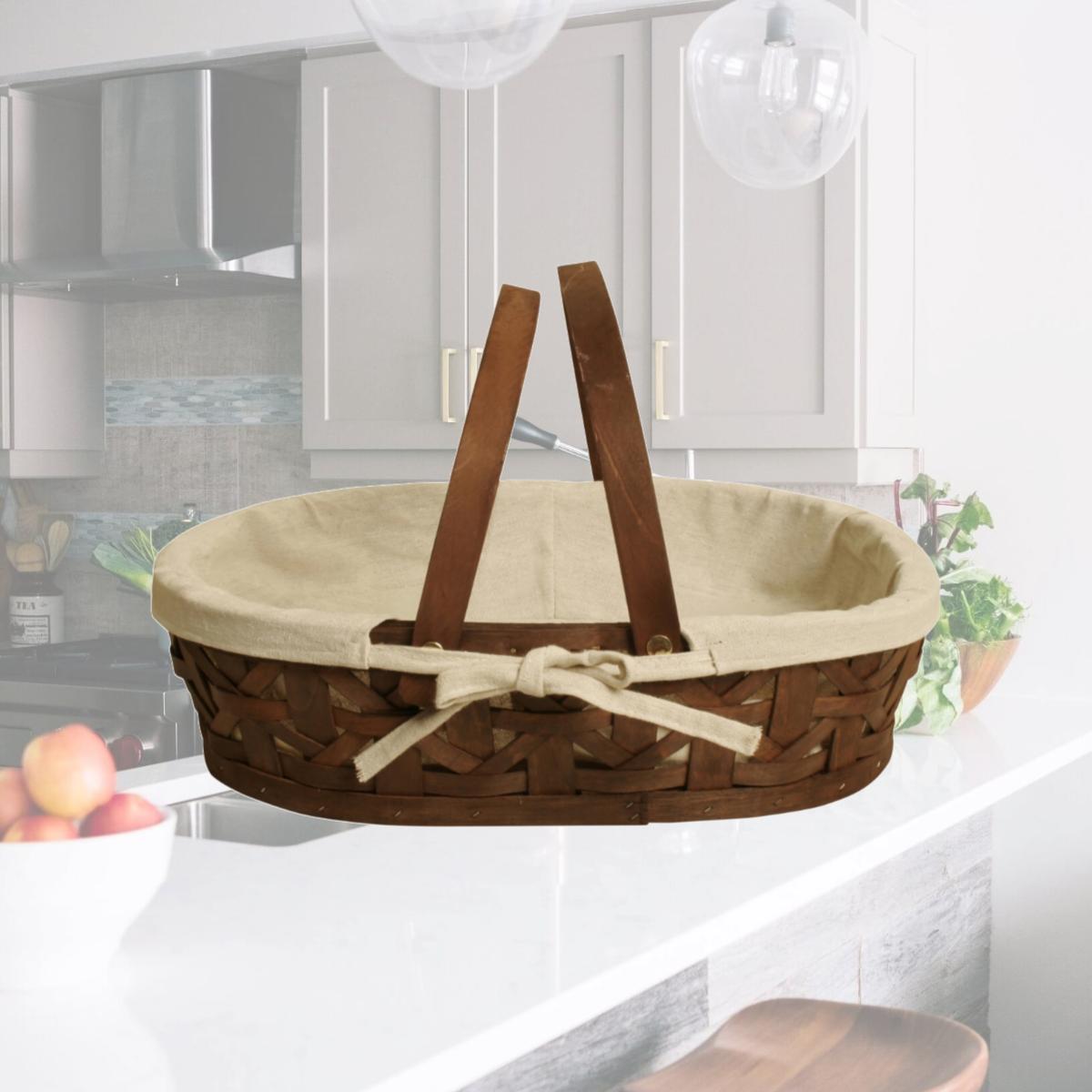 Picture of Wald Imports 6501-MD 15 in. Stained Woodchip Basket with Cloth Liner, Brown