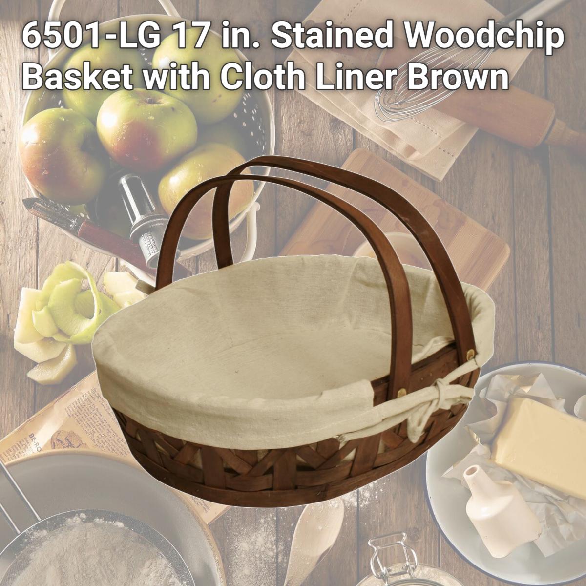 Picture of Wald Imports 6501-LG 17 in. Stained Woodchip Basket with Cloth Liner, Brown