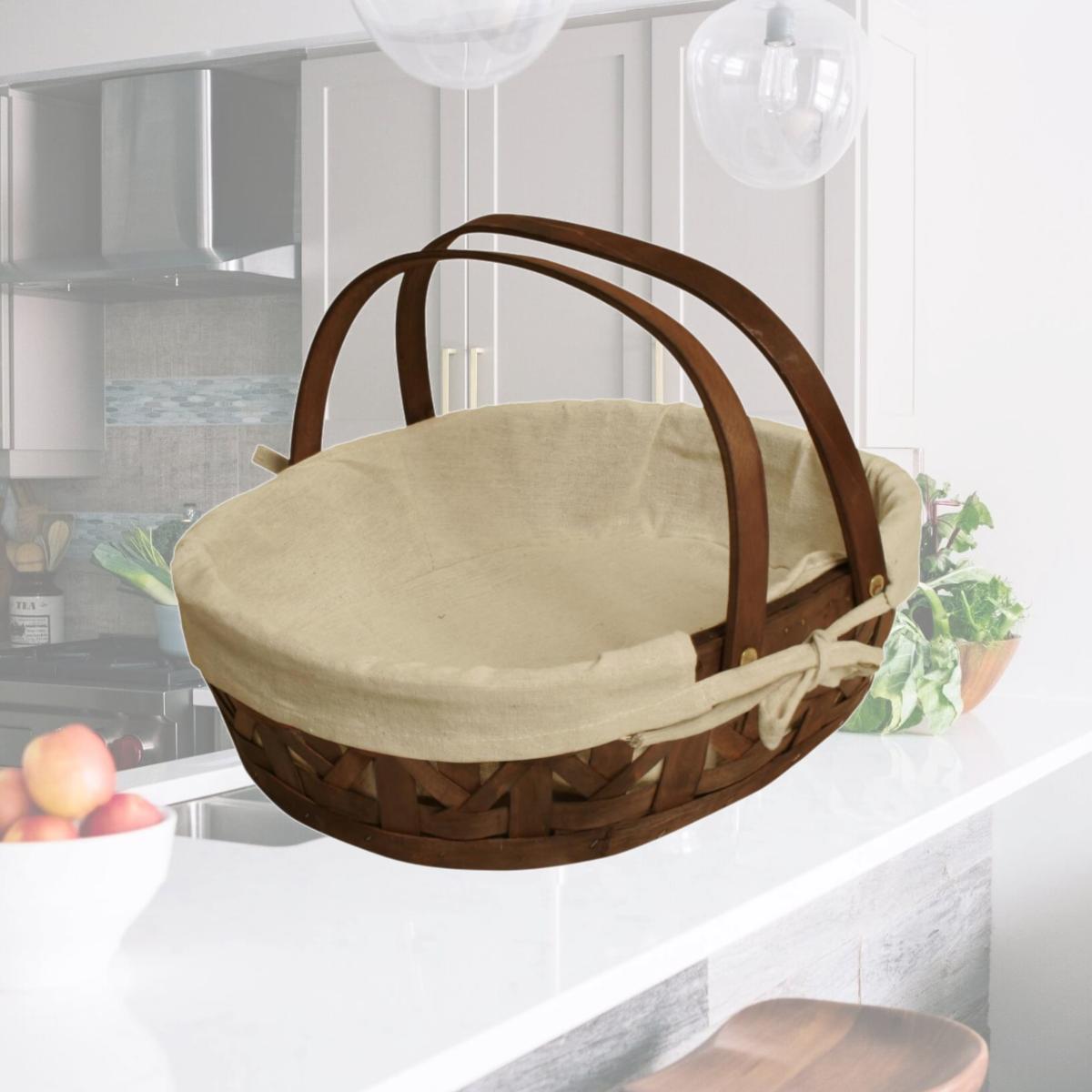 Picture of Wald Imports 6501-LG 17 in. Stained Woodchip Basket with Cloth Liner, Brown