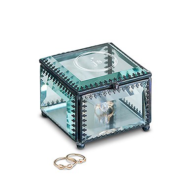Vintage Inspired Glass Jewelry Box Modern Monogram Etching