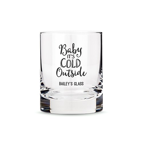 9888-p-8482-147-c10 Personalized Whiskey Glasses With Baby Its Cold Outside Printing, Black