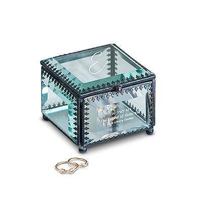 Vintage Inspired Glass Jewelry Box Personalized