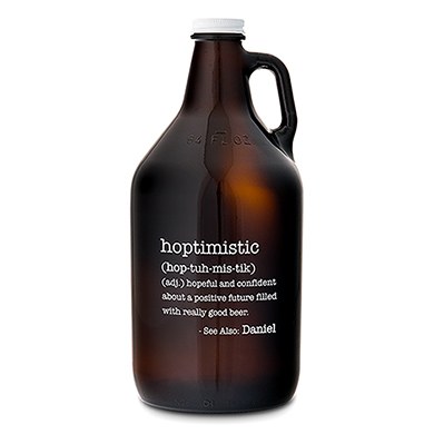 9886-26-1257-147-02 Personalized Glass Beer Growler Hoptimistic Print