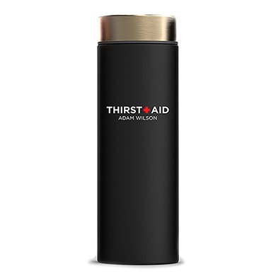 T123-8892-147 Le Baton Travel Bottle Thirst Aid Printing, Matte Black With Gold
