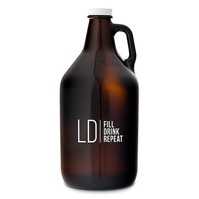 9886-26-8917-147 Personalized Glass Beer Growler Modern Logo Print