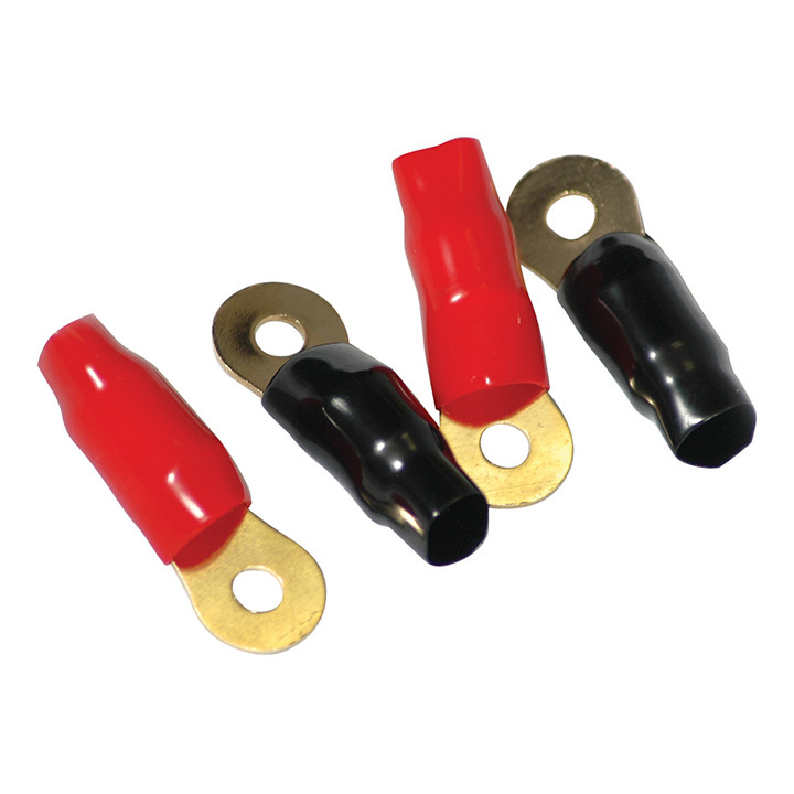 American Bass Abrt10 1 By 0 Awg Ring Terminals, Red & Black - 4 Pair