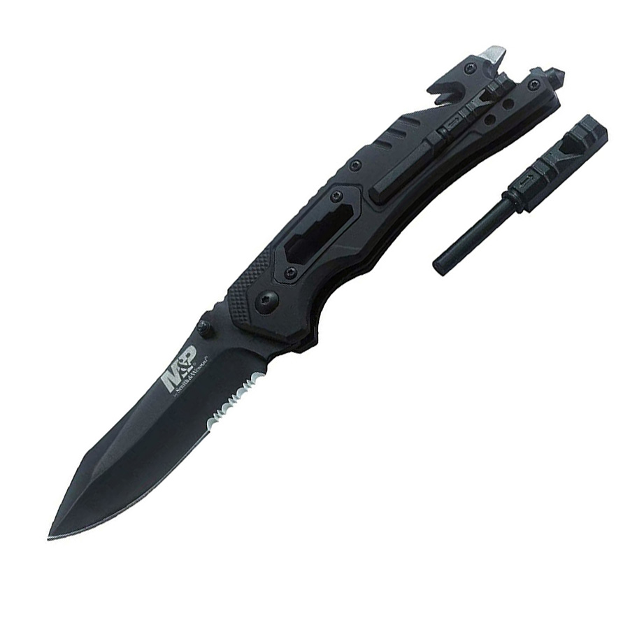 1100078 8.5 In. Smith & Wesson M&p High Carbon Stainless Steel Spring Assisted Folding Knife