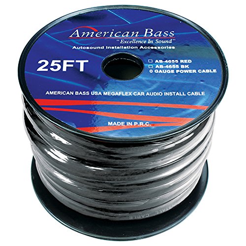 American Bass Ab1-025b 25 Ft. Gauge Power Wire Roll, Black