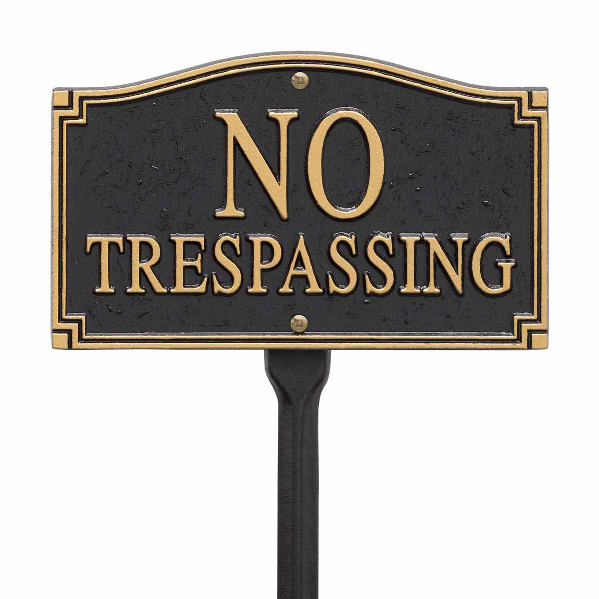 No Trespassing Statement Plaque - Wall & Lawn - Black, Gold