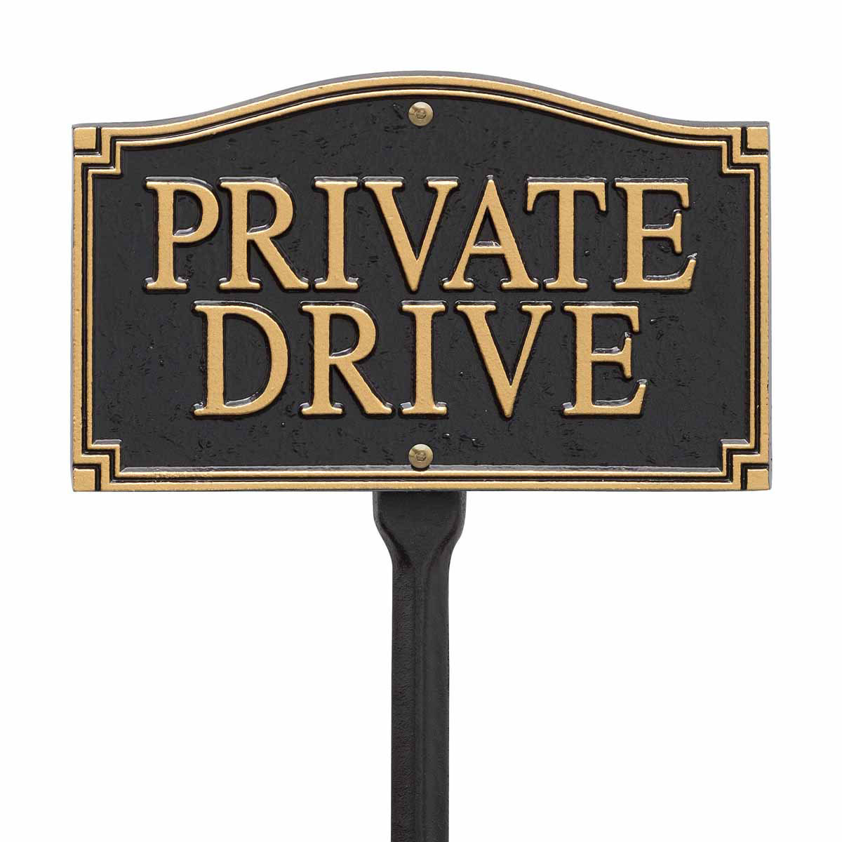01427 Private Drive Statement Plaque - Wall & Lawn - Black, Gold
