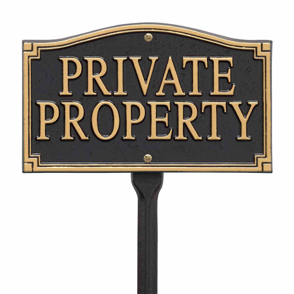 01430 Private Property Statement Plaque - Wall & Lawn - Black, Gold