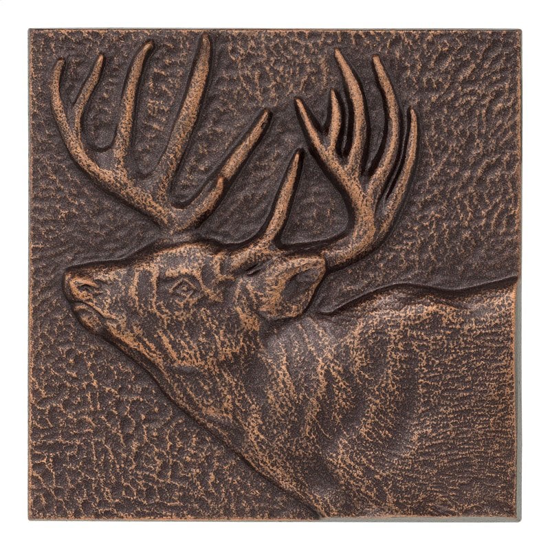 10237 8 X 8 In. Buck Indoor & Outdoor Wall Decor - Antique Copper