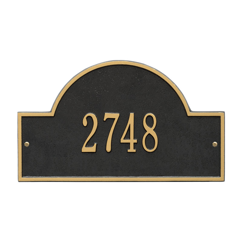 1003bg Standard Wall One Line Arch Marker Address Plaque, Black & Gold