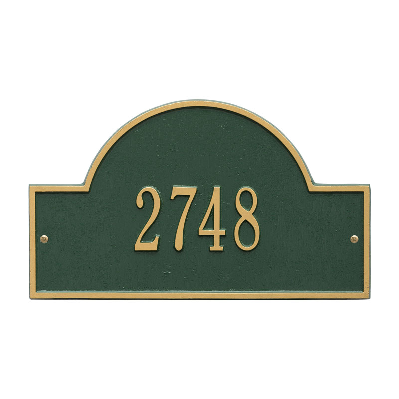 1003gg Standard Wall One Line Arch Marker Address Plaque, Green & Gold