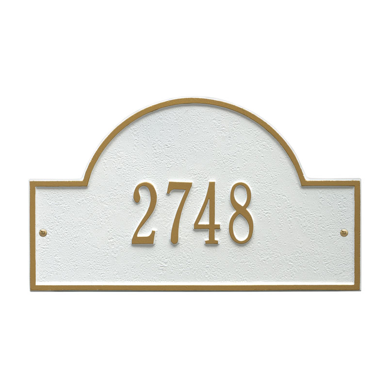 1003wg Standard Wall One Line Arch Marker Address Plaque, White & Gold