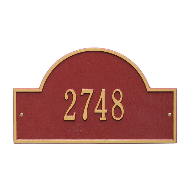 1003rg Standard Wall One Line Arch Marker Address Plaque, Red & Gold