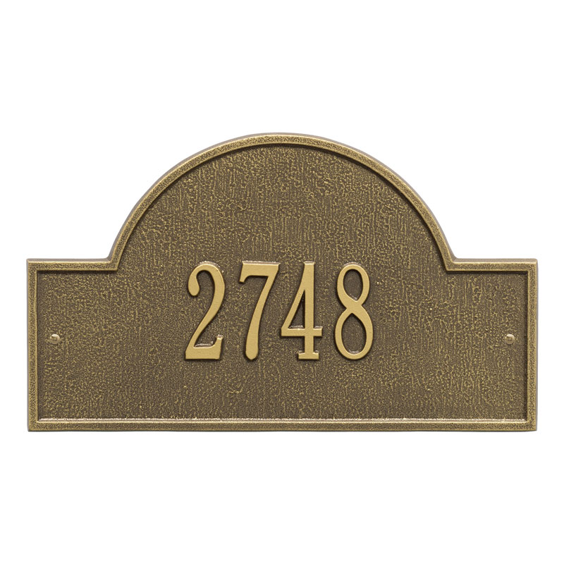 1003ab Standard Wall One Line Arch Marker Address Plaque, Antique Brass
