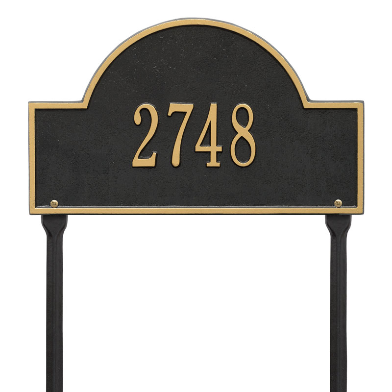 1105bg Standard Lawn One Line Arch Marker Address Plaque, Black & Gold