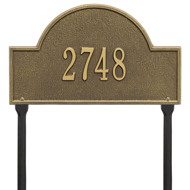 1105ab Standard Lawn One Line Arch Marker Address Plaque, Antique Brass