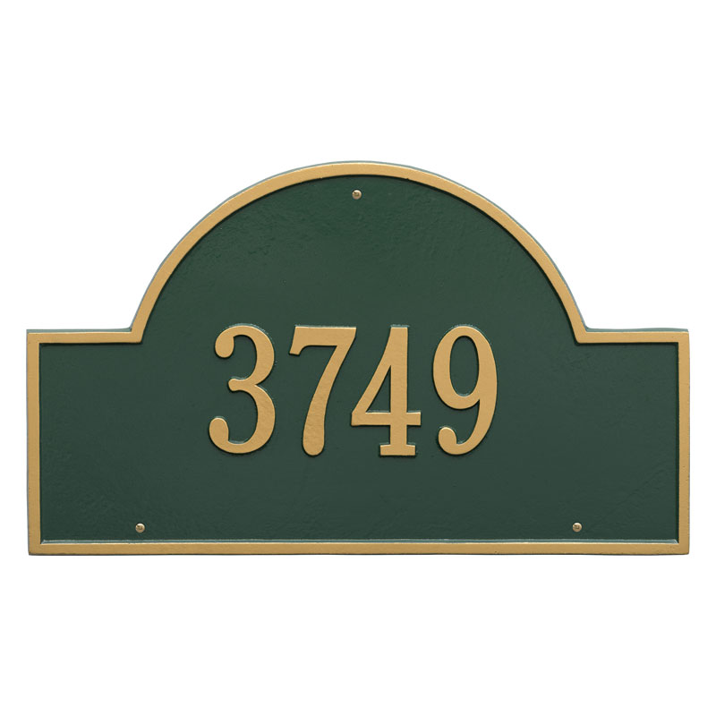 1001gg Estate Wall One Line Arch Marker Address Plaque, Green & Gold