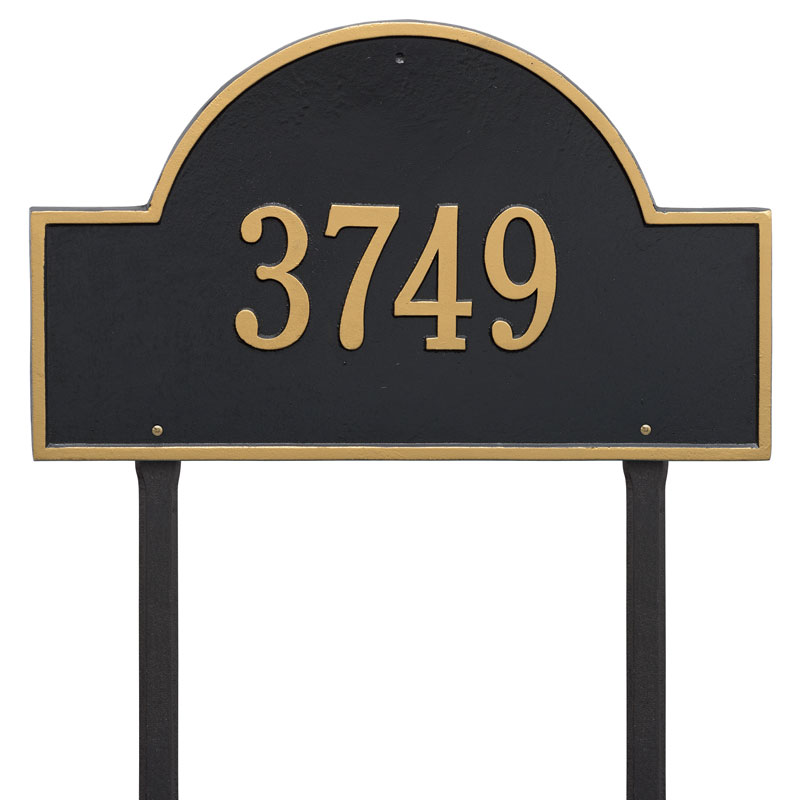 1101bg Estate Lawn One Line Arch Marker Address Plaque, Black & Gold
