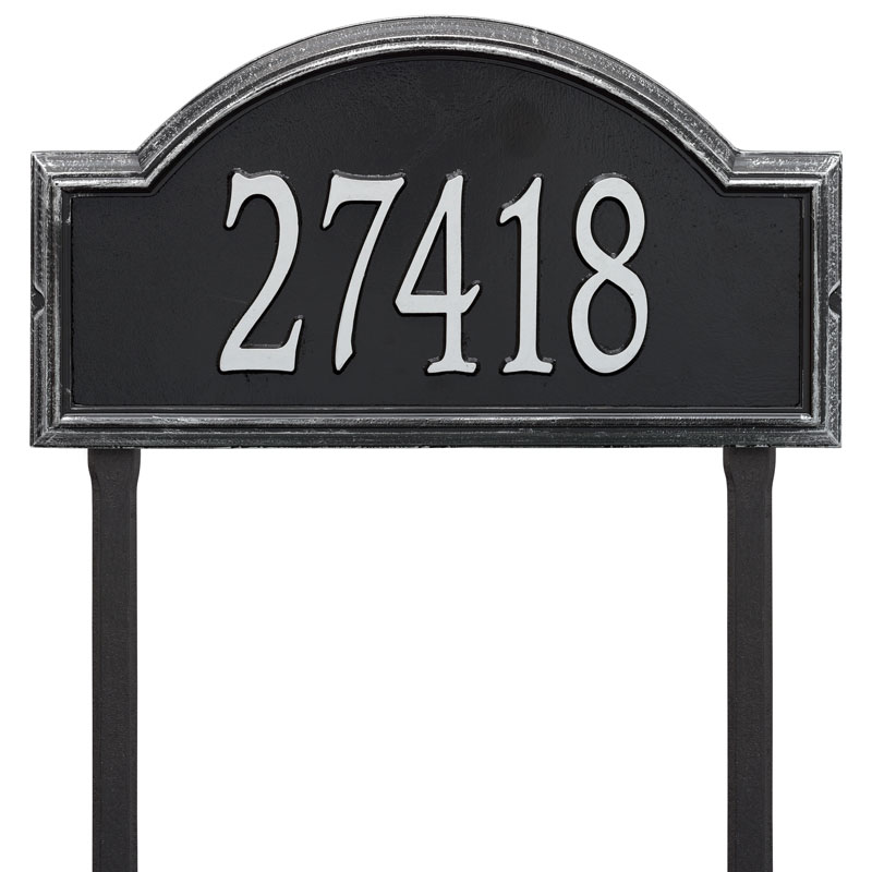 1310bs Estate Lawn One Line Providence Arch Address Plaque, Black & Silver