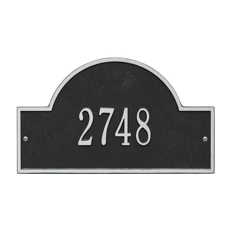 1003bs Standard Wall One Line Arch Marker Address Plaque, Black & Silver