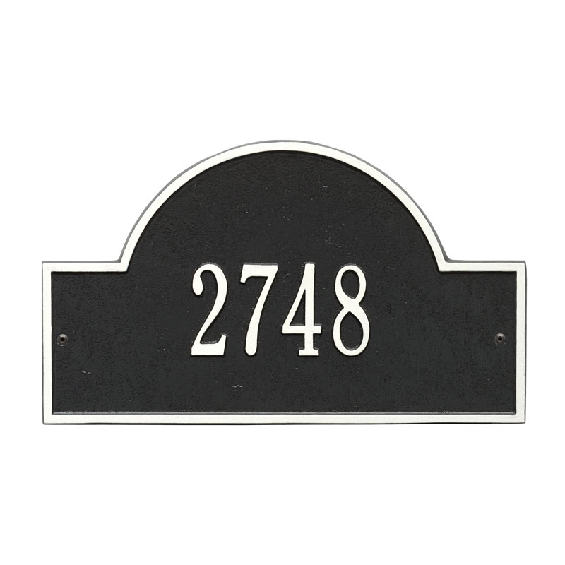 1003bw Standard Wall One Line Arch Marker Address Plaque, Black & White