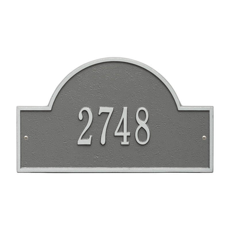 1003ps Standard Wall One Line Arch Marker Address Plaque, Pewter & Silver