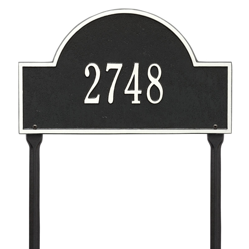 1105bw Standard Lawn One Line Arch Marker Address Plaque, Black & White