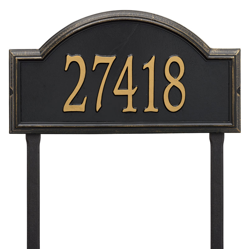 1310bg Estate Lawn One Line Providence Arch Address Plaque, Black & Gold