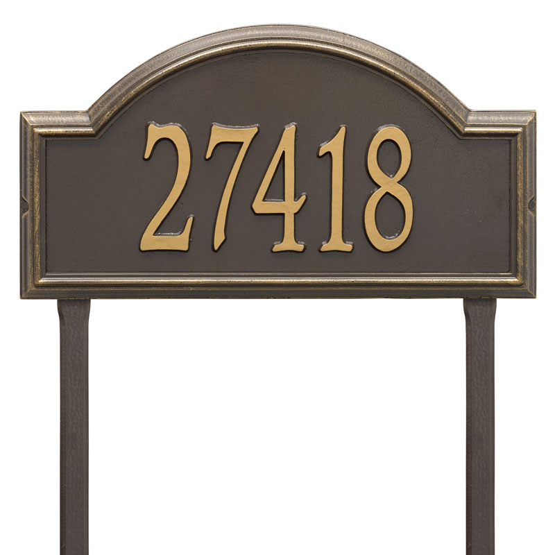 1310og Estate Lawn One Line Providence Arch Address Plaque, Bronze & Gold