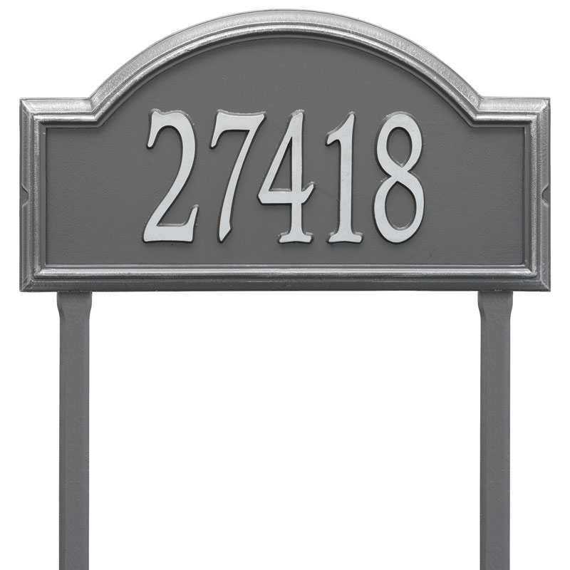 1310ps Estate Lawn One Line Providence Arch Address Plaque, Pewter & Silver