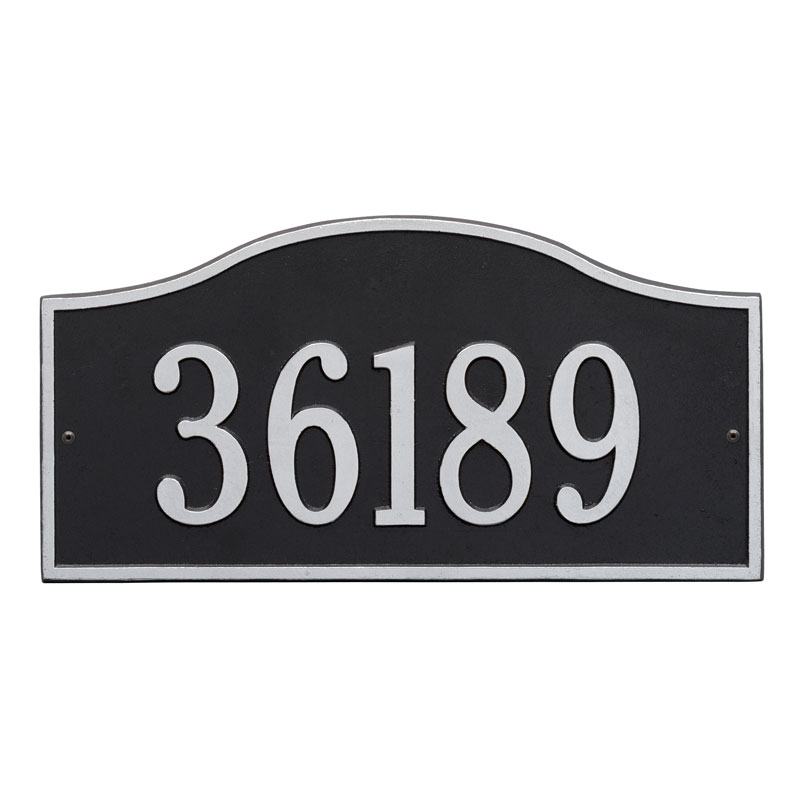 1119bs Grand Wall One Line Rolling Hills Address Plaque, Black & Silver