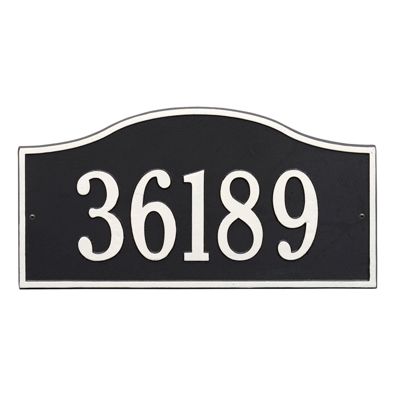 1119bw Grand Wall One Line Rolling Hills Address Plaque, Black & White