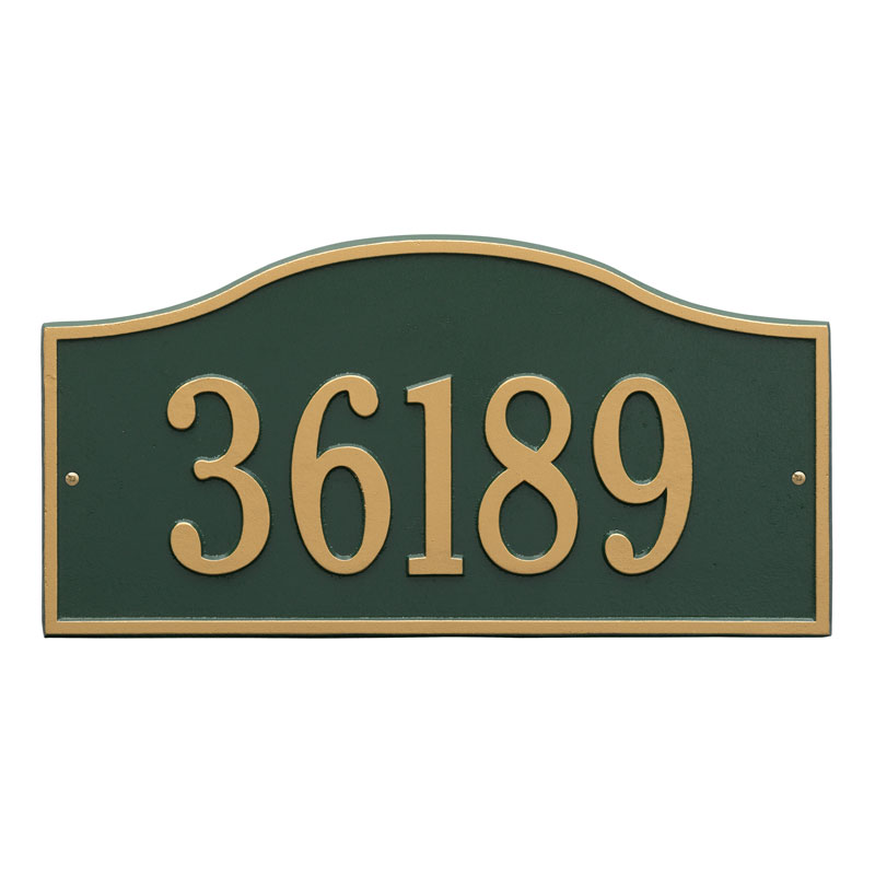 1119gg Grand Wall One Line Rolling Hills Address Plaque, Green & Gold
